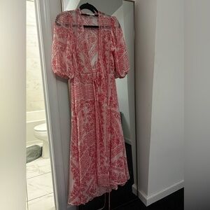 Pink and white floral Calvin Klein wrap dress
